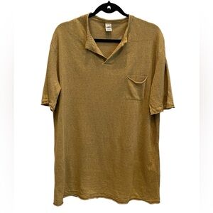 GRP Knit short sleeve henley tee in military green linen